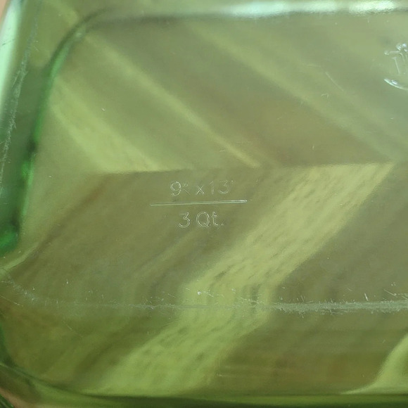 Vintage Anchor Hocking Green  Glass Casserole Baking Dish 3 QT USA 21 - Picture 3 of 8